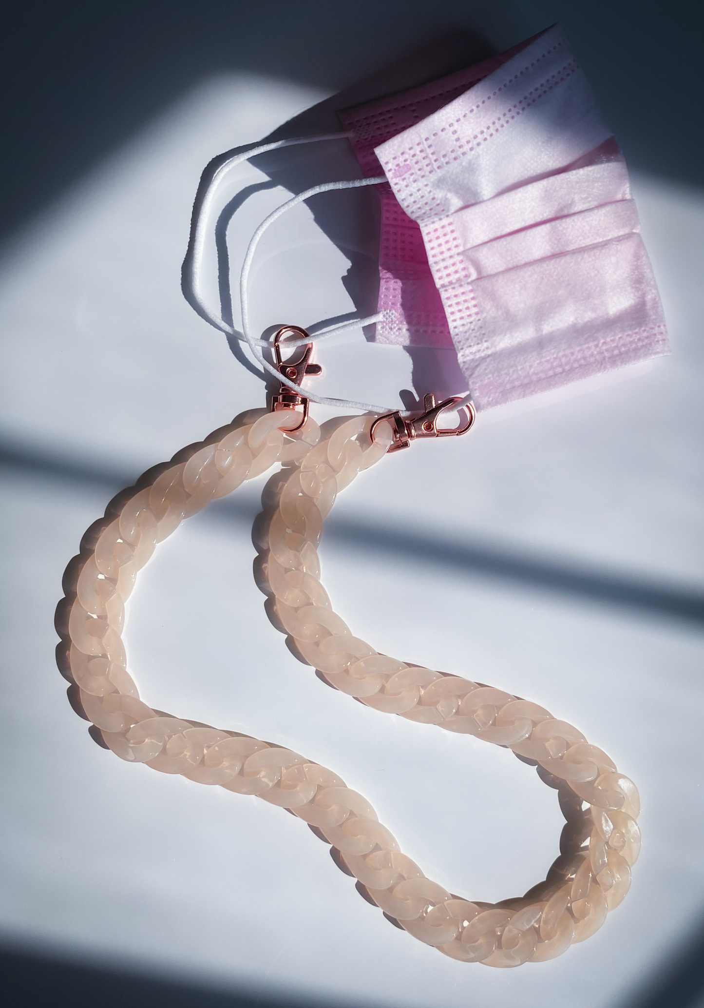 Pale Rose Mask Chain - Rose Gold Tone