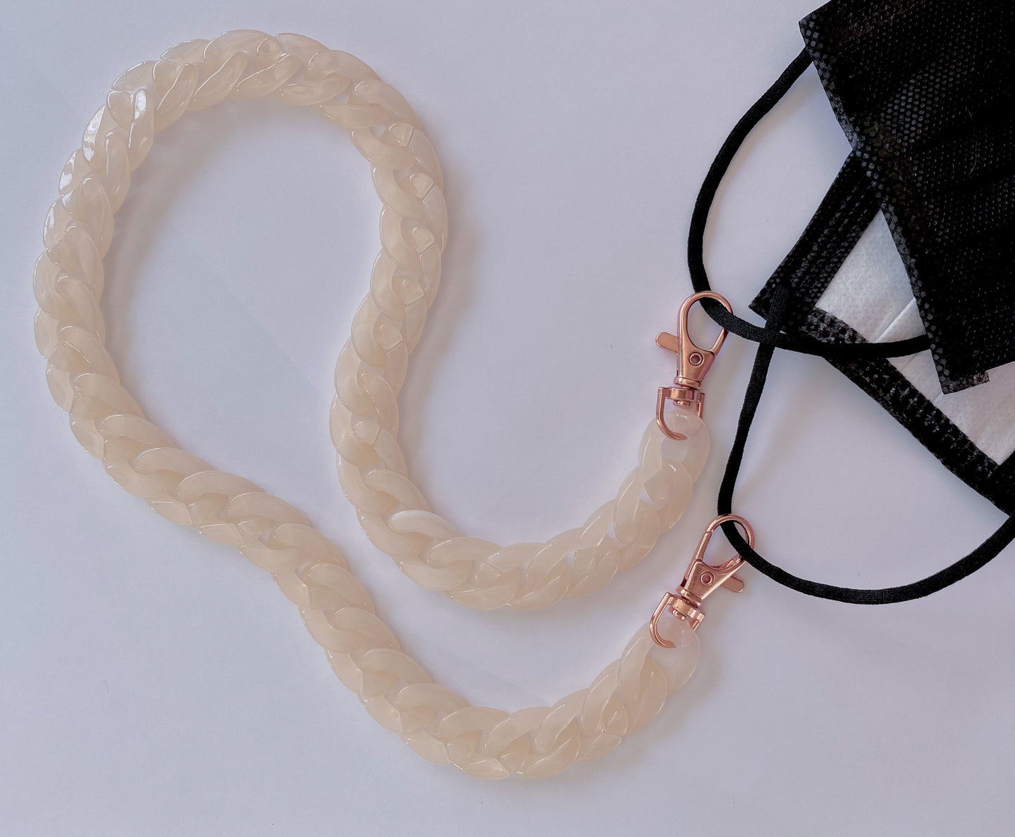 Pale Rose Mask Chain - Rose Gold Tone